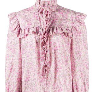 Philosophy Pink Liberty Floral Ruffle Shirt Preppy Size 0